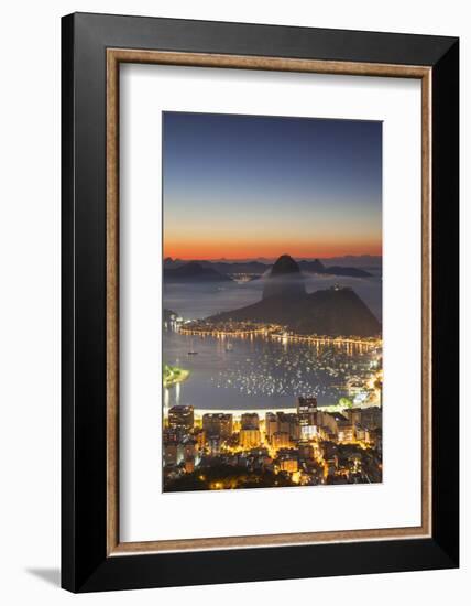 View of Sugarloaf Mountain and Botafogo Bay at Dawn, Rio De Janeiro, Brazil, South America-Ian Trower-Framed Photographic Print