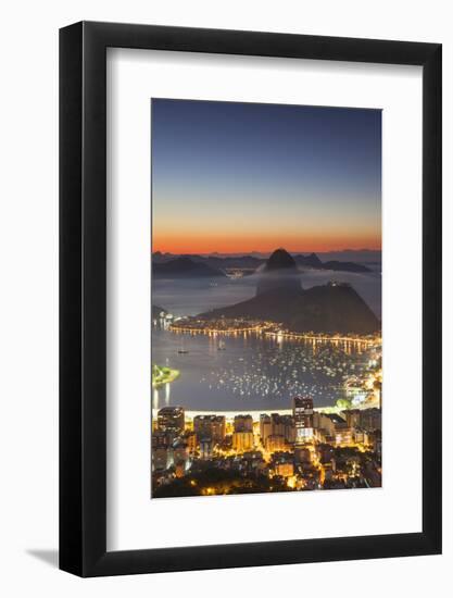 View of Sugarloaf Mountain and Botafogo Bay at Dawn, Rio De Janeiro, Brazil, South America-Ian Trower-Framed Photographic Print