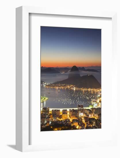 View of Sugarloaf Mountain and Botafogo Bay at Dawn, Rio De Janeiro, Brazil, South America-Ian Trower-Framed Photographic Print