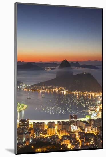 View of Sugarloaf Mountain and Botafogo Bay at Dawn, Rio De Janeiro, Brazil, South America-Ian Trower-Mounted Photographic Print