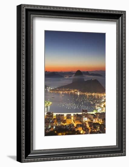 View of Sugarloaf Mountain and Botafogo Bay at Dawn, Rio De Janeiro, Brazil, South America-Ian Trower-Framed Photographic Print