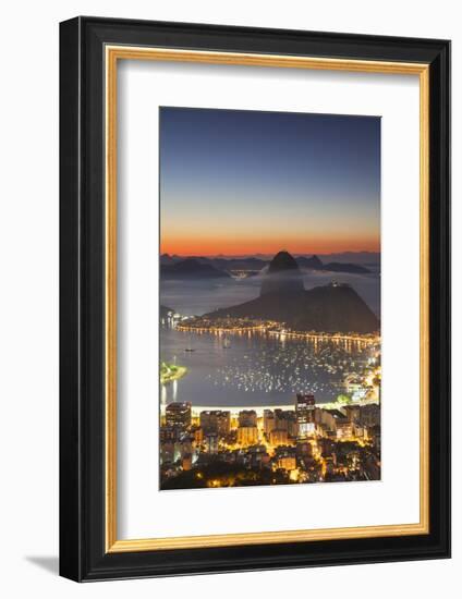 View of Sugarloaf Mountain and Botafogo Bay at Dawn, Rio De Janeiro, Brazil, South America-Ian Trower-Framed Photographic Print