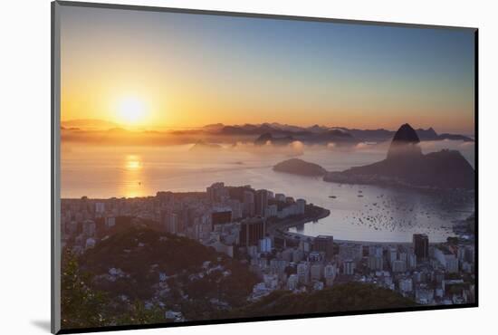 View of Sugarloaf Mountain and Botafogo Bay at Dawn, Rio De Janeiro, Brazil, South America-Ian Trower-Mounted Photographic Print