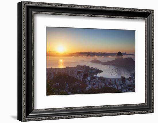 View of Sugarloaf Mountain and Botafogo Bay at Dawn, Rio De Janeiro, Brazil, South America-Ian Trower-Framed Photographic Print