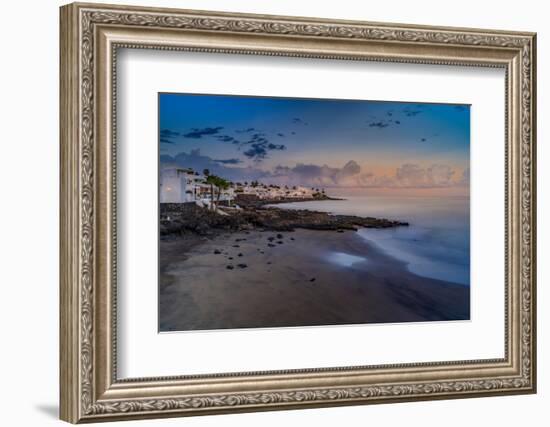 View of sunset and La Peniita beach, Puerto Carmen, Lanzarote, Las Palmas-Frank Fell-Framed Photographic Print