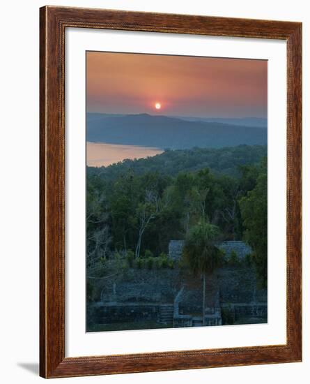 View of Sunset over Lake Yaxha from Temple 216, Yaxha, Guatemala, Central America-Sergio Pitamitz-Framed Photographic Print