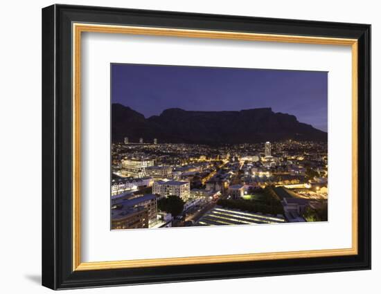 View of Table Mountain at dusk, Cape Town, Western Cape, South Africa, Africa-Ian Trower-Framed Photographic Print