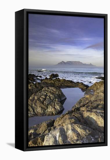 View of Table Mountain from Bloubergstrand, Cape Town, Western Cape, South Africa, Africa-Ian Trower-Framed Premier Image Canvas