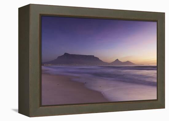 View of Table Mountain from Milnerton Beach at sunset, Cape Town, Western Cape, South Africa, Afric-Ian Trower-Framed Premier Image Canvas