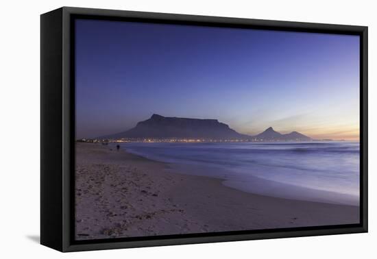 View of Table Mountain from Milnerton Beach at sunset, Cape Town, Western Cape, South Africa, Afric-Ian Trower-Framed Premier Image Canvas