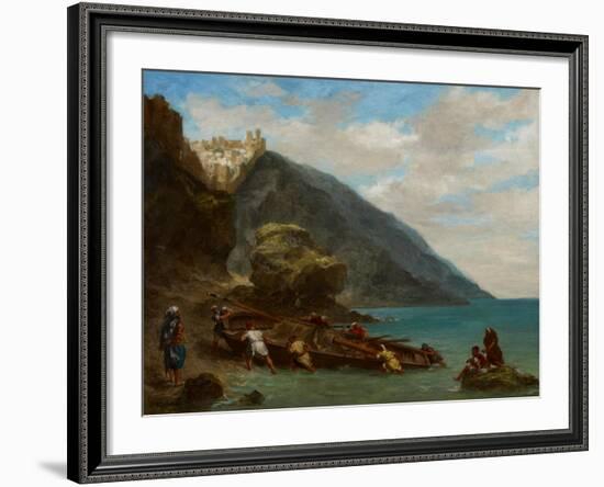 View of Tangier from the Seashore, 1856-8-Eugene Delacroix-Framed Giclee Print