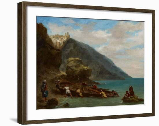 View of Tangier from the Seashore, 1856-8-Eugene Delacroix-Framed Giclee Print