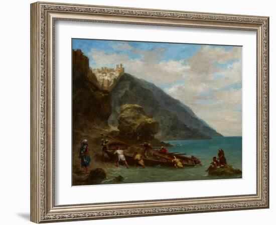 View of Tangier from the Seashore, 1856-8-Eugene Delacroix-Framed Giclee Print