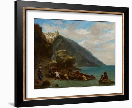 View of Tangier from the Seashore, 1856-8-Eugene Delacroix-Framed Giclee Print