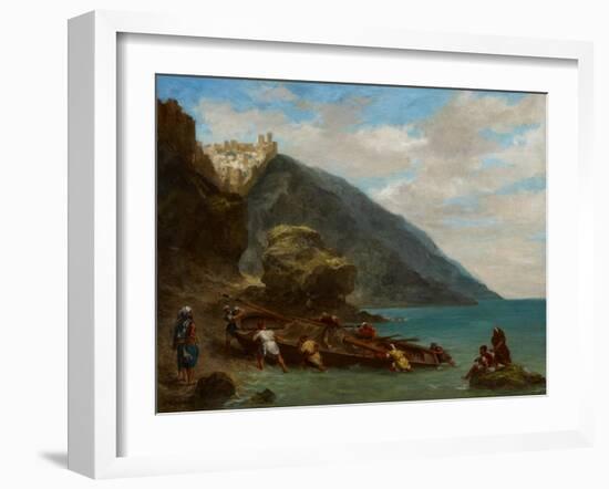 View of Tangier from the Seashore, 1856-8-Eugene Delacroix-Framed Giclee Print