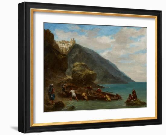 View of Tangier from the Seashore, 1856-8-Eugene Delacroix-Framed Giclee Print