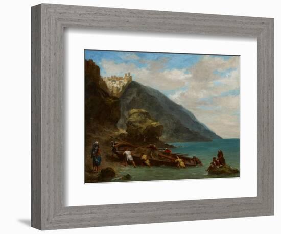 View of Tangier from the Seashore, 1856-8-Eugene Delacroix-Framed Giclee Print