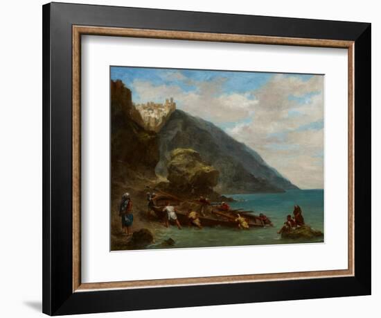 View of Tangier from the Seashore, 1856-8-Eugene Delacroix-Framed Giclee Print