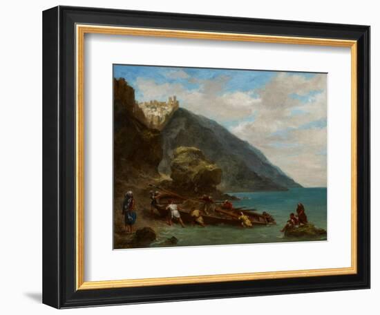 View of Tangier from the Seashore, 1856-8-Eugene Delacroix-Framed Giclee Print