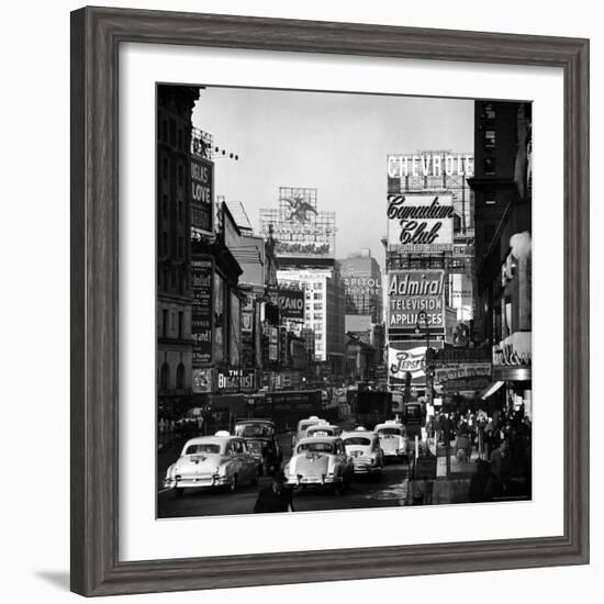 View of Taxi and Traffic Congestion on Broadway Looking North from 45th Street-Andreas Feininger-Framed Photographic Print