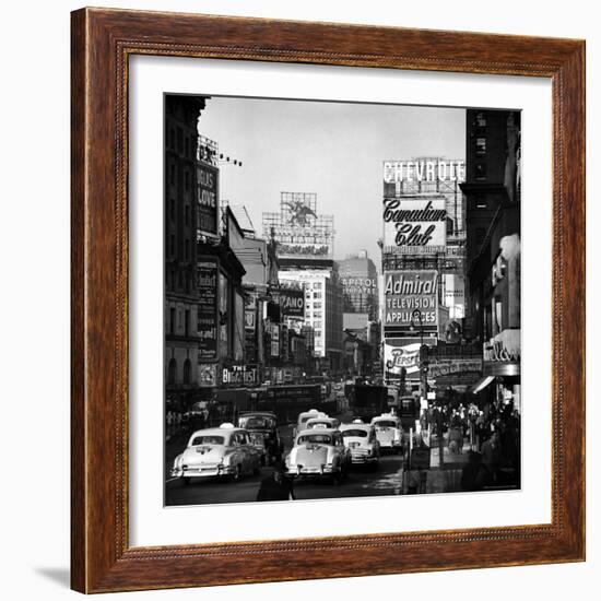 View of Taxi and Traffic Congestion on Broadway Looking North from 45th Street-Andreas Feininger-Framed Photographic Print