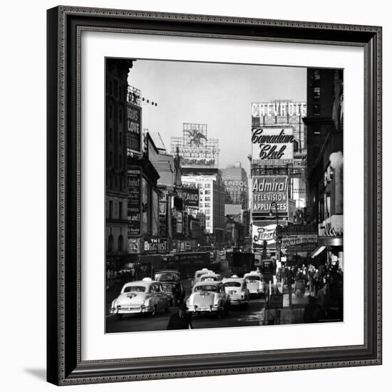 View of Taxi and Traffic Congestion on Broadway Looking North from 45th Street-Andreas Feininger-Framed Photographic Print