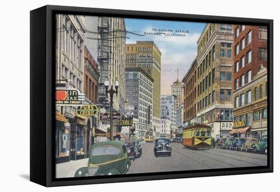 View of Telegraph Ave - Oakland, CA-Lantern Press-Framed Stretched Canvas