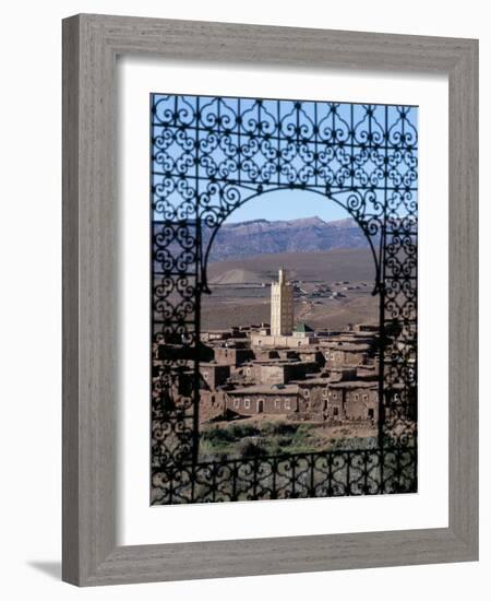 View of Telouet and High Atlas Mountains from the Kasbah, Telouet, Morocco, North Africa, Africa-David Poole-Framed Photographic Print