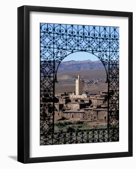 View of Telouet and High Atlas Mountains from the Kasbah, Telouet, Morocco, North Africa, Africa-David Poole-Framed Photographic Print