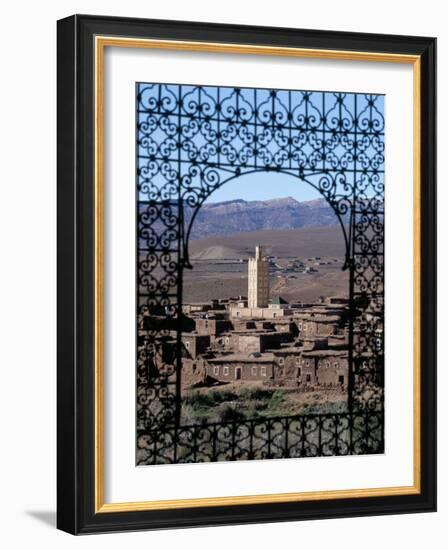 View of Telouet and High Atlas Mountains from the Kasbah, Telouet, Morocco, North Africa, Africa-David Poole-Framed Photographic Print