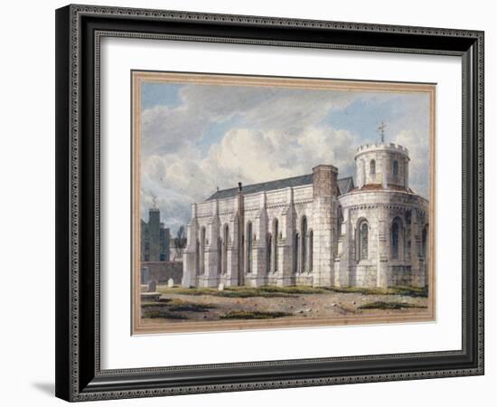 View of Temple Church from across the graveyard, City of London, 1811-George Shepherd-Framed Giclee Print