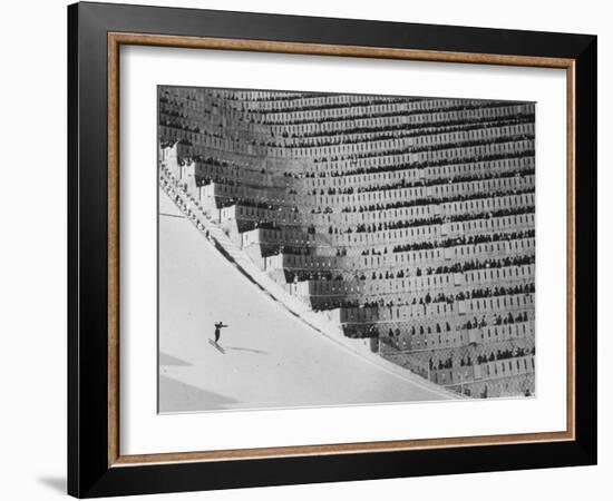 View of the 90 Meter Ski Jump During the 1972 Olympics-John Dominis-Framed Photographic Print