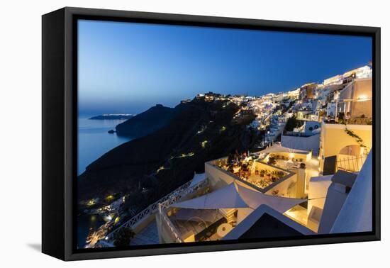View of the Aegean Sea from the Typical Greek Village of Firostefani at Dusk, Santorini, Cyclades-Roberto Moiola-Framed Premier Image Canvas