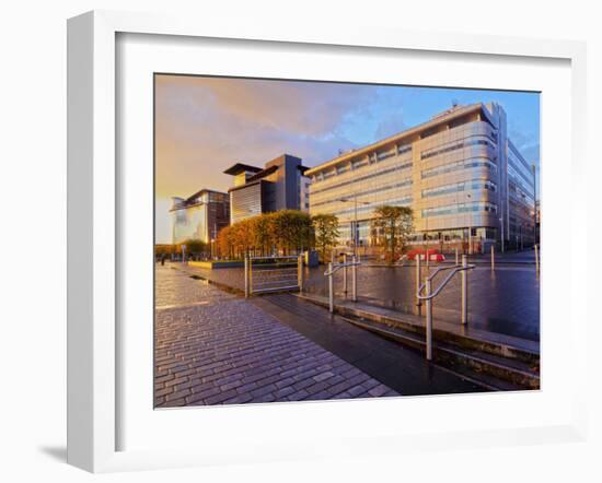 View of the Alexander Bain House and the Scottish Government buildings at sunset, Glasgow, Scotland-Karol Kozlowski-Framed Photographic Print