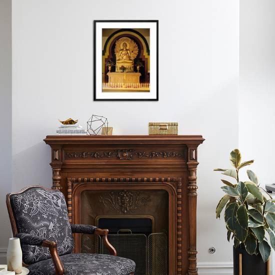 View Of The Altar Of The Buddhist Temple With A Seated Statue Of Buddha In Meditation Photographic Print By Art Com
