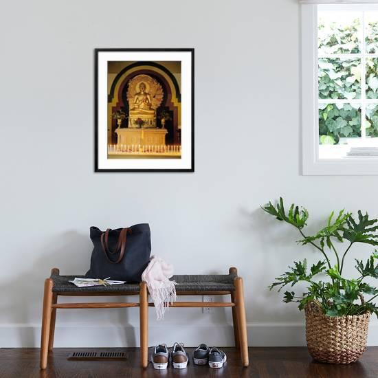 View Of The Altar Of The Buddhist Temple With A Seated Statue Of Buddha In Meditation Photographic Print By Art Com