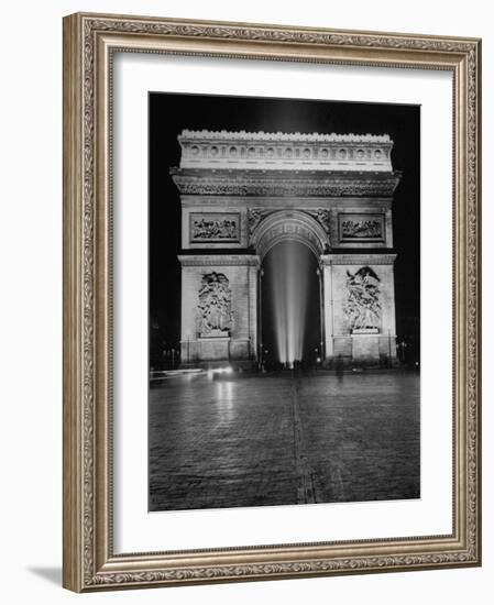 View of the Arc de Triomphe Lit at Night on Bastille Day-David Scherman-Framed Photographic Print