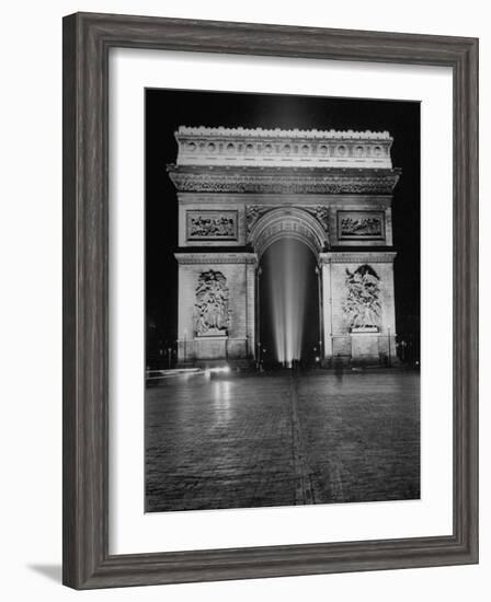 View of the Arc de Triomphe Lit at Night on Bastille Day-David Scherman-Framed Photographic Print