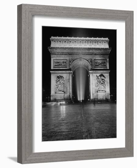 View of the Arc de Triomphe Lit at Night on Bastille Day-David Scherman-Framed Photographic Print