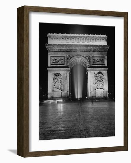 View of the Arc de Triomphe Lit at Night on Bastille Day-David Scherman-Framed Photographic Print