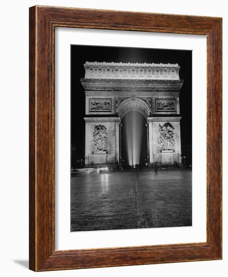 View of the Arc de Triomphe Lit at Night on Bastille Day-David Scherman-Framed Photographic Print