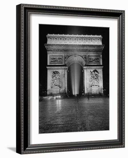 View of the Arc de Triomphe Lit at Night on Bastille Day-David Scherman-Framed Photographic Print