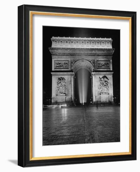 View of the Arc de Triomphe Lit at Night on Bastille Day-David Scherman-Framed Photographic Print