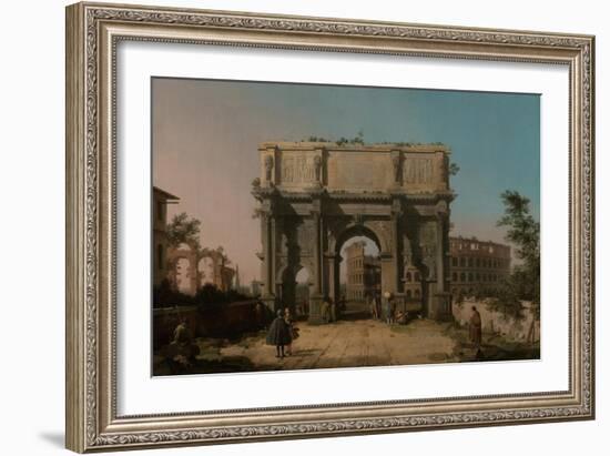 View of the Arch of Constantine with the Colosseum, 1742-1745-Canaletto-Framed Giclee Print