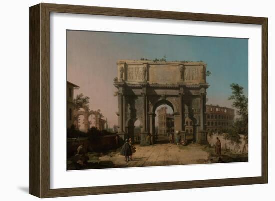 View of the Arch of Constantine with the Colosseum, 1742-1745-Canaletto-Framed Giclee Print