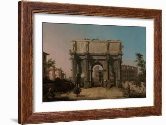 View of the Arch of Constantine with the Colosseum, 1742-1745-Canaletto-Framed Giclee Print