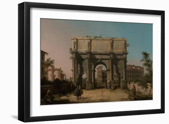 View of the Arch of Constantine with the Colosseum, 1742-1745-Canaletto-Framed Giclee Print