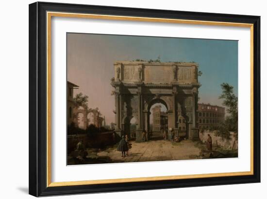 View of the Arch of Constantine with the Colosseum, 1742-1745-Canaletto-Framed Giclee Print