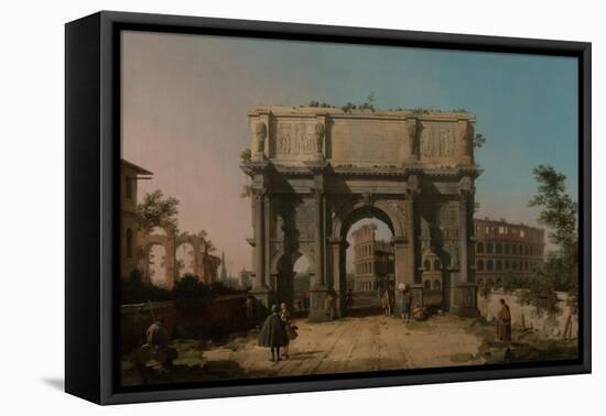 View of the Arch of Constantine with the Colosseum, 1742-1745-Canaletto-Framed Premier Image Canvas