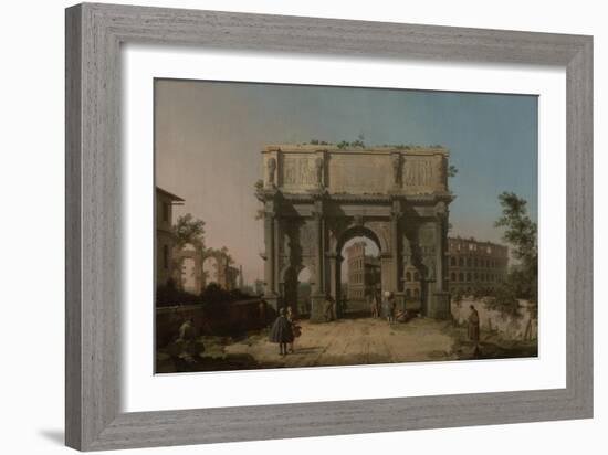 View of the Arch of Constantine with the Colosseum, 1742-5-Canaletto-Framed Giclee Print